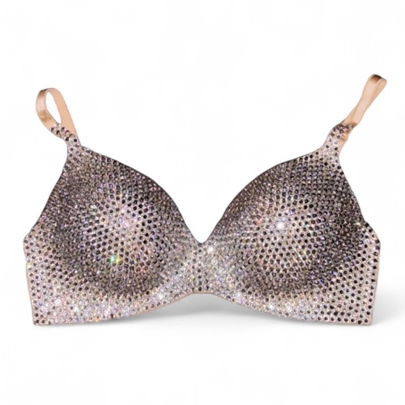Crystal Diamond Sparkly Classic Glam Bling Wireless Bra Top All Sizes New - Picture 1 of 13